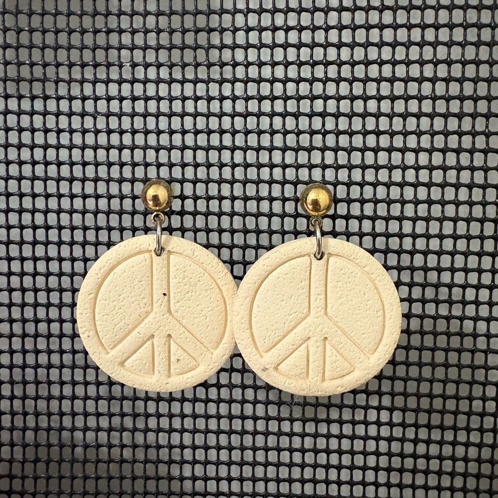 Peace Sign Polymer Clay Earrings